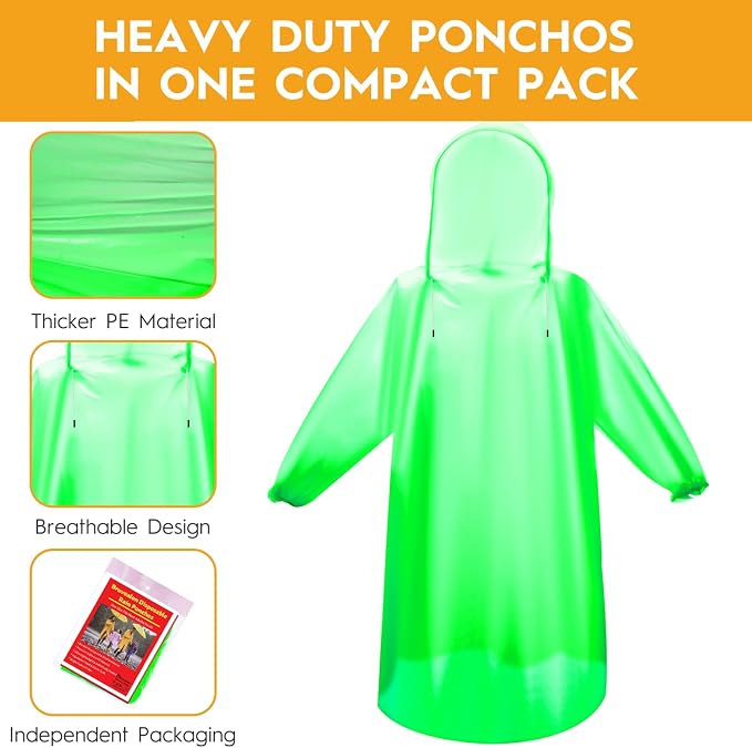 Bruvoalon 6 & 20 Pack Disposable Rain Ponchos - Image 2