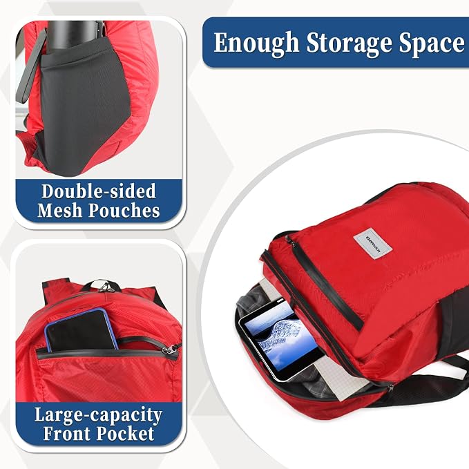 Hiking Daypack - Lightweight & Water-Resistant Portable Backpack - Image 5