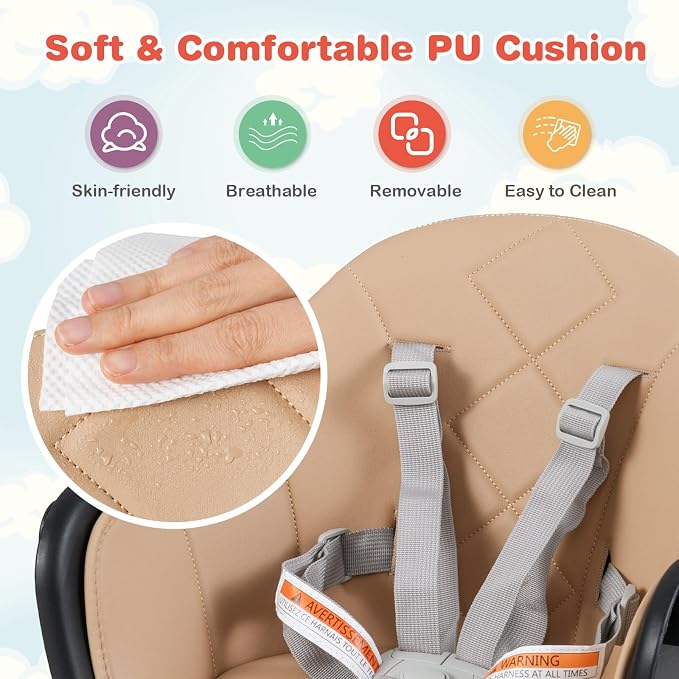 HONEY JOY Baby High Chair, 6 in 1 Convertible Wooden Highchair - Image 7