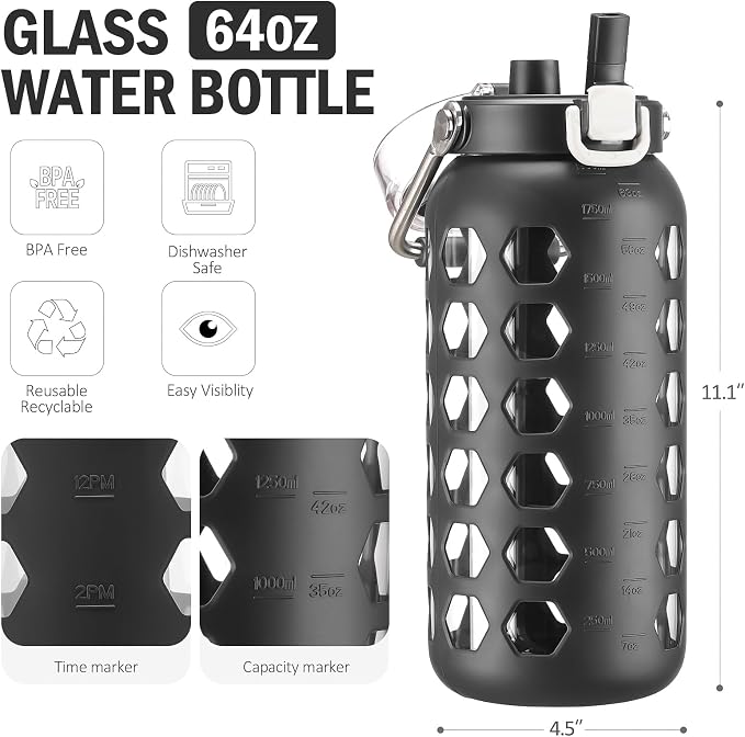 MUKOKO 64oz Glass Water Bottles - Image 3