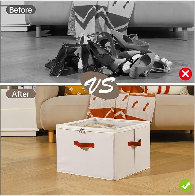 Shoe Organizer for Closet, 2 Pack Foldable Shoe Storage Containers, Fits up to - Image 5