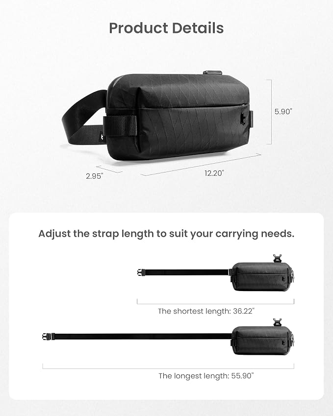 tomtoc Compact EDC Sling Bag, Minimalist Chest Shoulder Backpack Crossbody Bag - Image 9