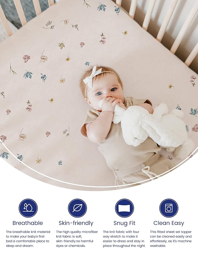 TotAha Premium Stretchy Crib Sheets-Hypoallergenic, Silky Comfort, Buttery Soft - Image 2
