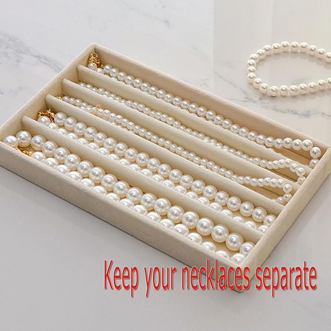 Necklace Organizer Box with Clear Lid, Dustproof Velvet Jewelry Holder Storage - Image 5
