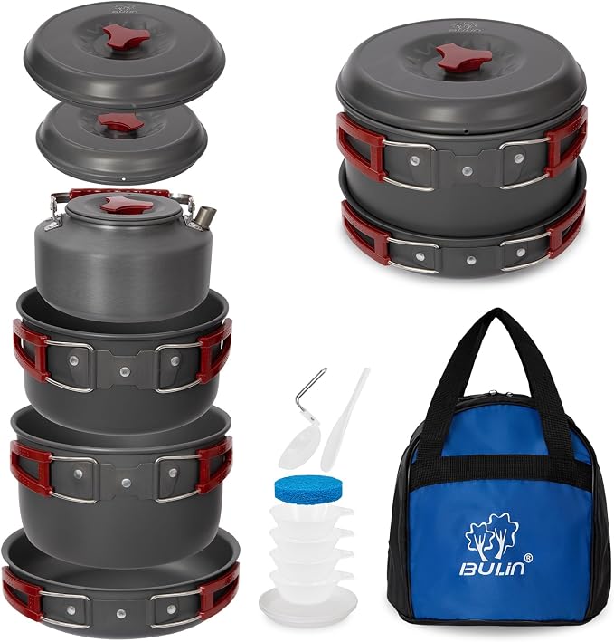 Bulin 24/13/11/8/4 PCS Camping Cookware Mess Kit Lightweight Backpacking by BULIN