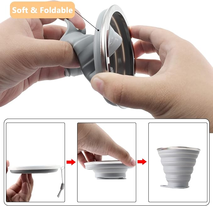 Litoexpe 2 Pack Silicone Collapsible Travel Cup Portable Folding Camping Cup - Image 6
