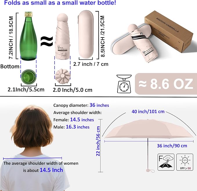 BAODINI Travel Mini Umbrella for Purse - Image 3