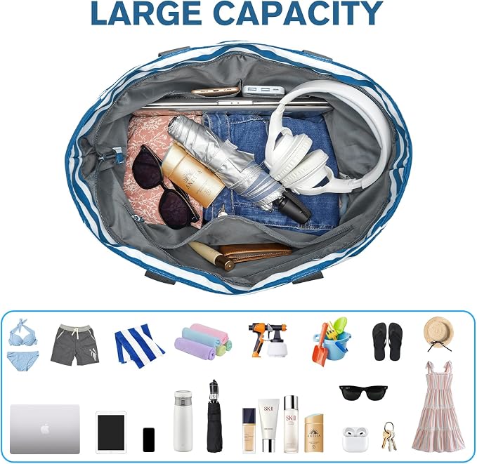 G4Free Beach Bag, Waterproof Sandproof Beach Tote Bag, Large Capacity Foldable - Image 3