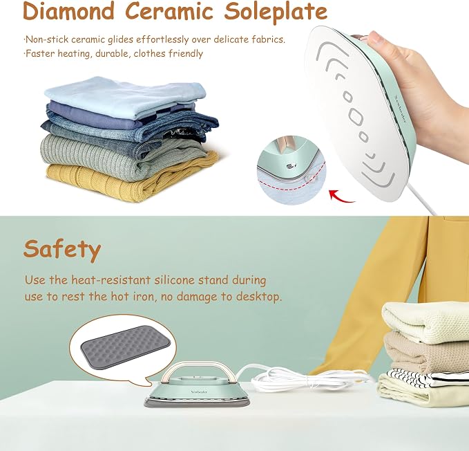 Newbealer Travel Iron with Global Voltage, 100-240V Mini Dry Iron - Image 8