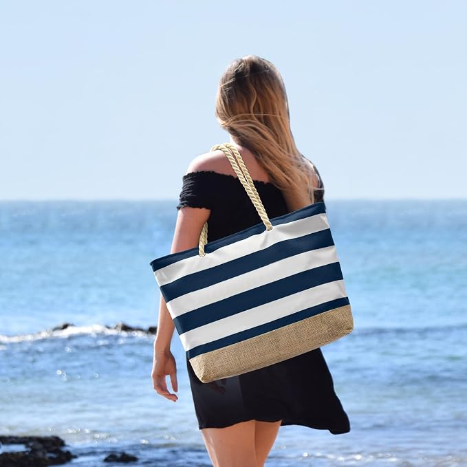 Becokan Beach Bag Initial Beach Tote - Image 5