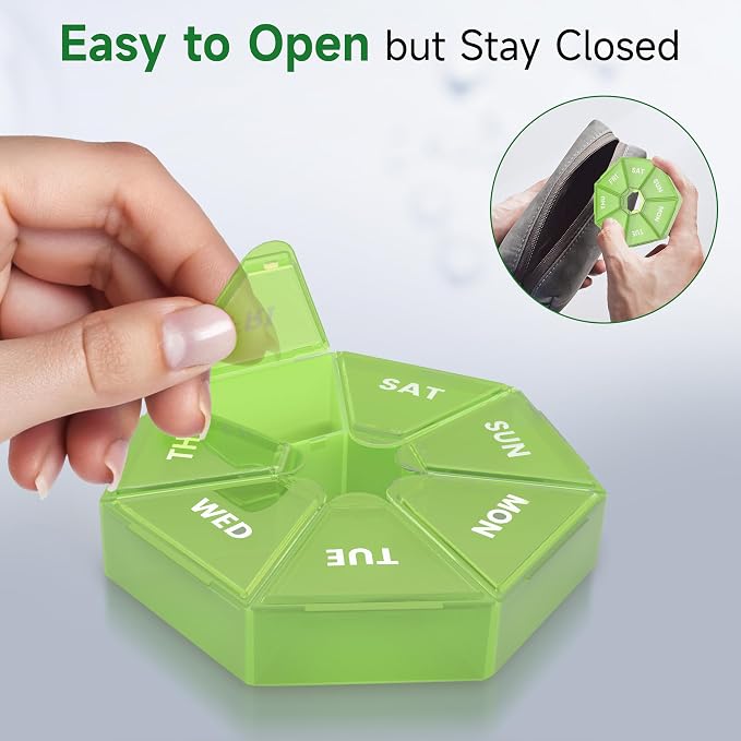 Weekly Pill Organizer, 2 Pack Portable Pill Box Medicine case 6 Colors New - Image 6