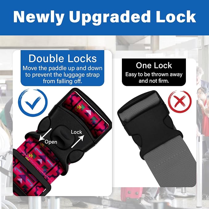 2 Pack Luggage Straps for Suitcases, Adjustable Travel Belt - Image 2