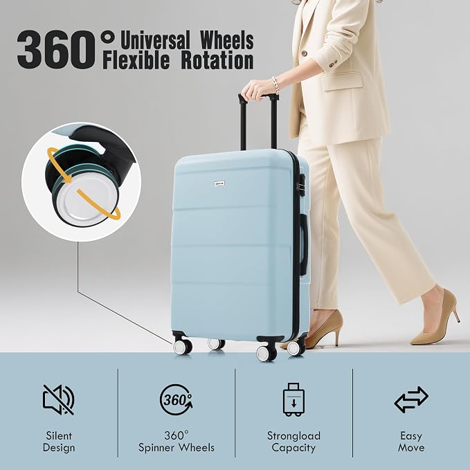 Merax Luggage Sets of 3 Piece Carry on Suitcase Airline Approved, Hardcase - Image 3