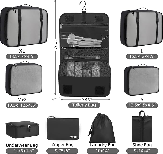 BAGAIL 6 Set/8 Set/10 Set Packing Cubes Various Sizes Packing Organizer - Image 2