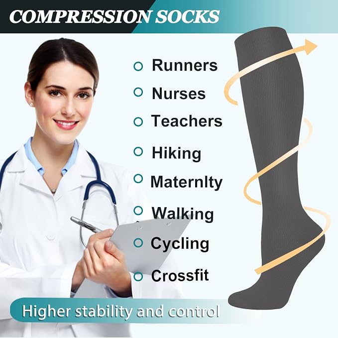 ACTINPUT 8 Pairs Compression Socks - Image 5