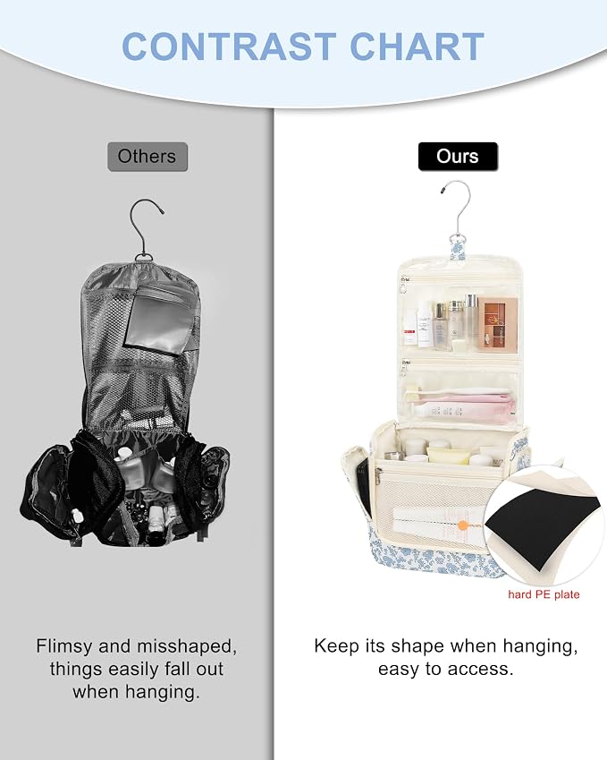 Relavel Hanging Toiletry Bag for Women Travel Makeup Bag Cosmetic Organizer - Image 5
