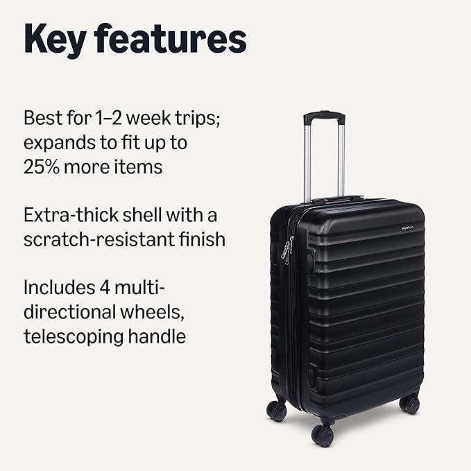 Amazon Basics 26" Hardside Medium Checked Luggage, Hardshell Suitcase - Image 2
