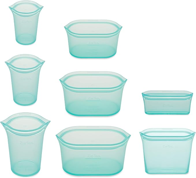 Zip Top Reusable Food Storage Bags | Full Set of 8 | Silicone Meal Prep - Image 2