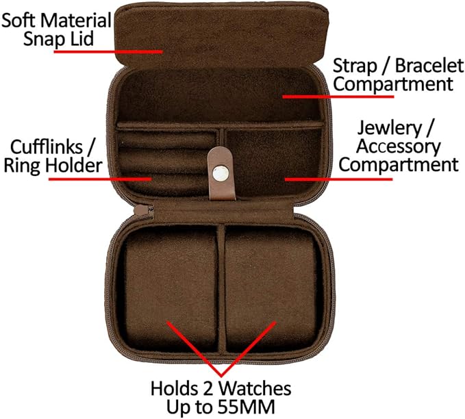 ROTHWELL 2 Watch Travel Case Storage Organizer - Image 2