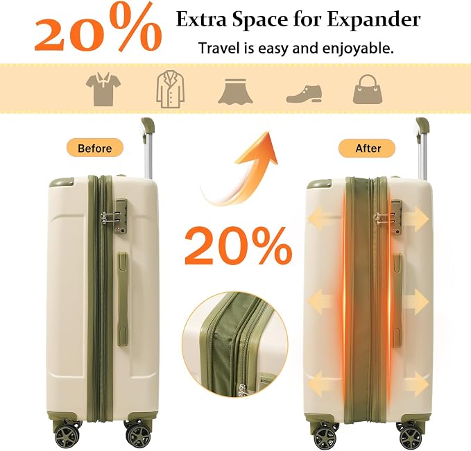Merax 24 Inch Expandable Checked Luggage, Hardshell ABS Medium Suitcase - Image 3