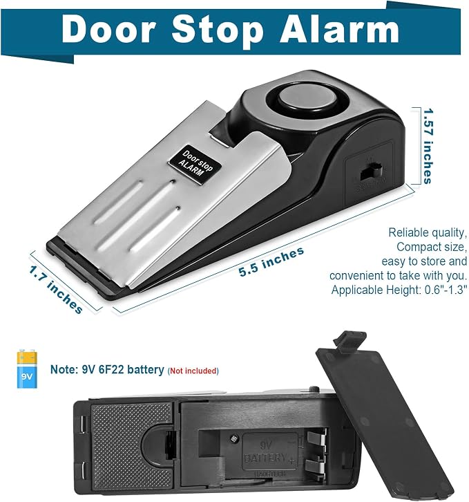 Upgraded Portable Door Lock & Door Stop Alarm, TOWODE Dual Protection Security - Image 3