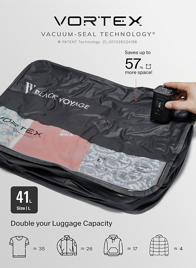 Black Voyage Reusable Vacuum Compression Travel Bag - Image 3