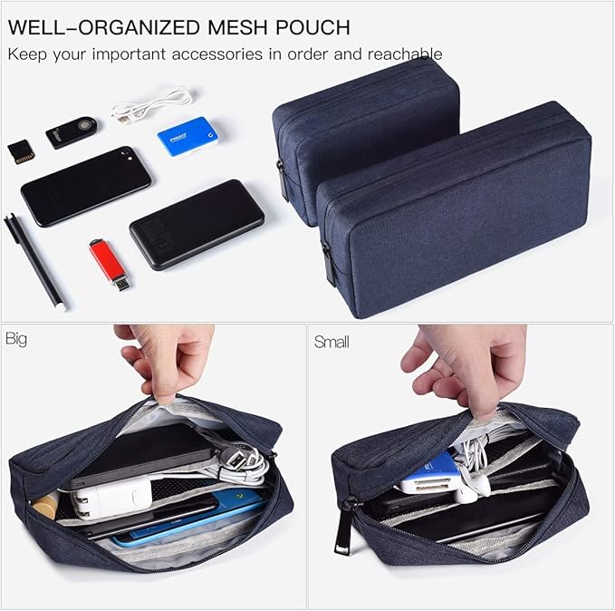 2-Pack Portable Storage Pouch Bag, Universal Electronics Accessories Case Cable - Image 3