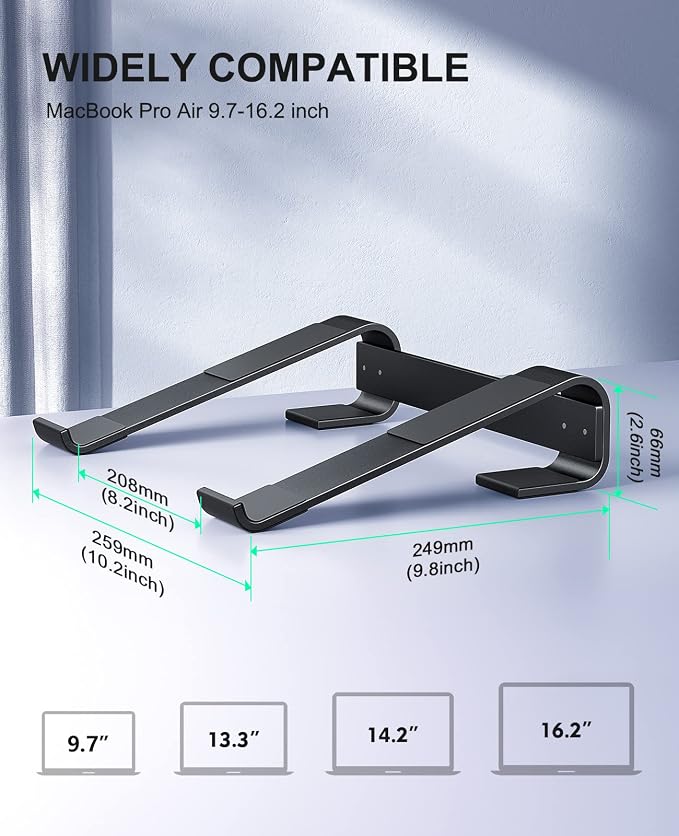 Soqool Laptop Stand for Desk, Ergonomic Detachable Laptop Riser, Aluminum - Image 4