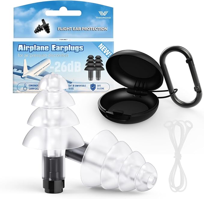Ear Plugs for Airplane Pressure Relief, Kids 6+, Adults/Small Canal Reusable by VIGOROAD