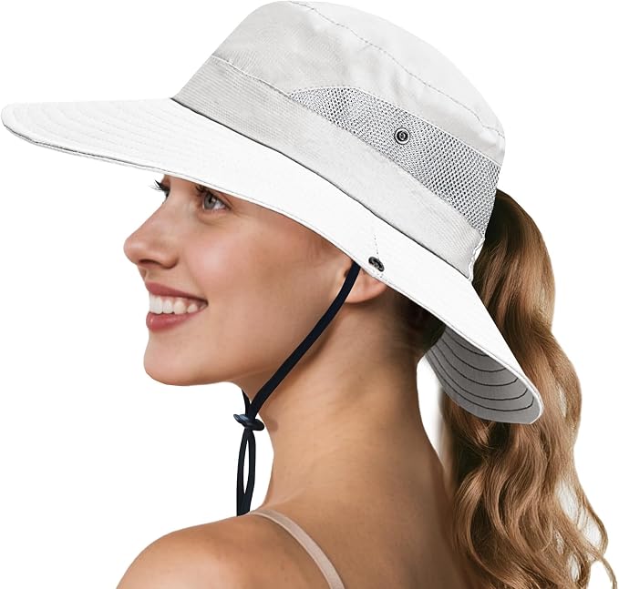 NPQQUAN Ponytail Sun Bucket Hats by NPQQUAN