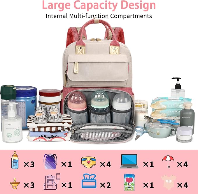 Diaper Bag Backpack, Baby Girl Diaper Bag, Large Diaper Bag Backpack Gift - Image 3