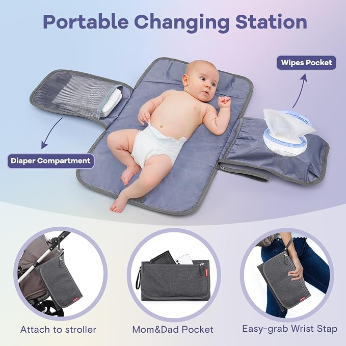 RUVALINO Diaper Bag Backpack, Large Capacity, Waterproof, Dark Gray - Image 8