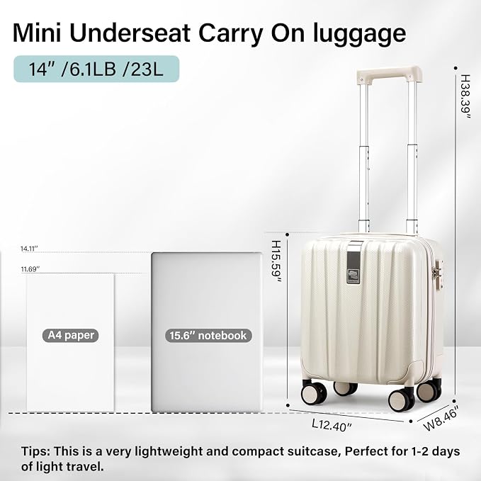 Hanke 14 Inch Underseat Carry On Luggage - Image 3