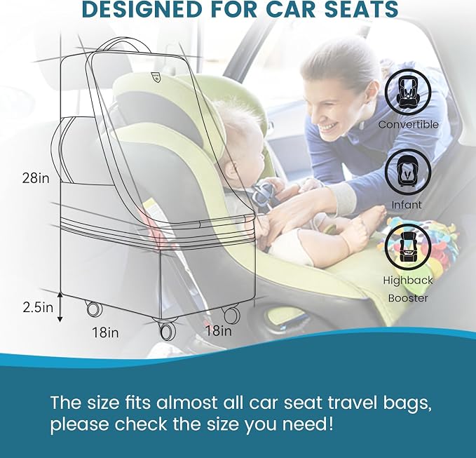 Rolling Car Seat Travel Bag, Padded Carseat Travel Backpack - Image 3