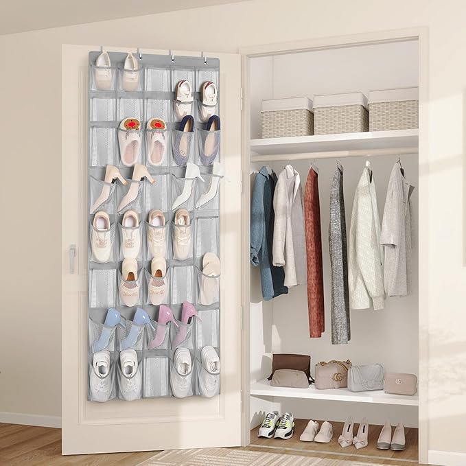 FENTEC 40 Large Pockets Over The Door Shoe Organizer, Mesh Hanging Shoe - Image 4