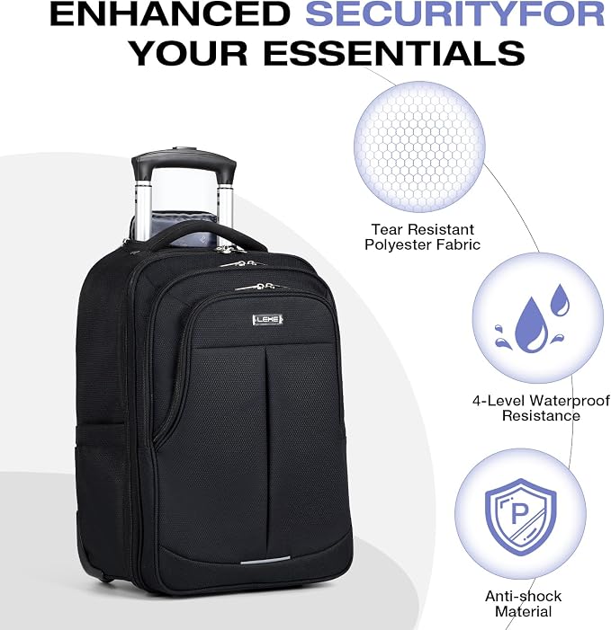 Rolling Backpack for Adults, 17 Inch Waterproof Underseat Carry On Luggage - Image 6