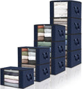 Fab totes 10 Pack Clothes Storage, Foldable Thick Fabric Blanket Storage Bags by Fabtotes