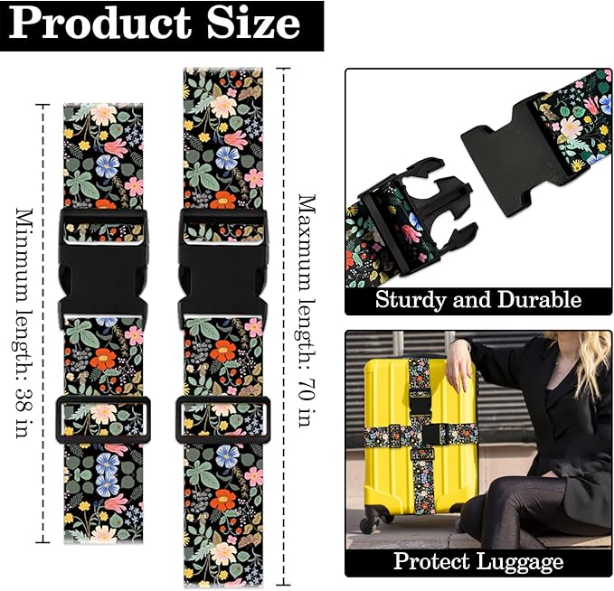 Wildflower Luggage Straps for Suitcases TSA Approved, Luggage Identifiers for - Image 2