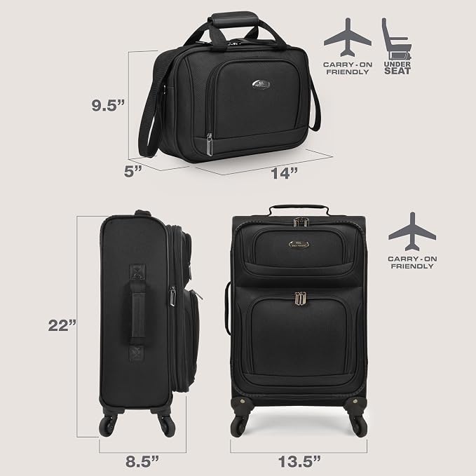 U.S. Traveler Lightweight Rolling 20" Carry On Luggage Softside Suitcase - Image 4