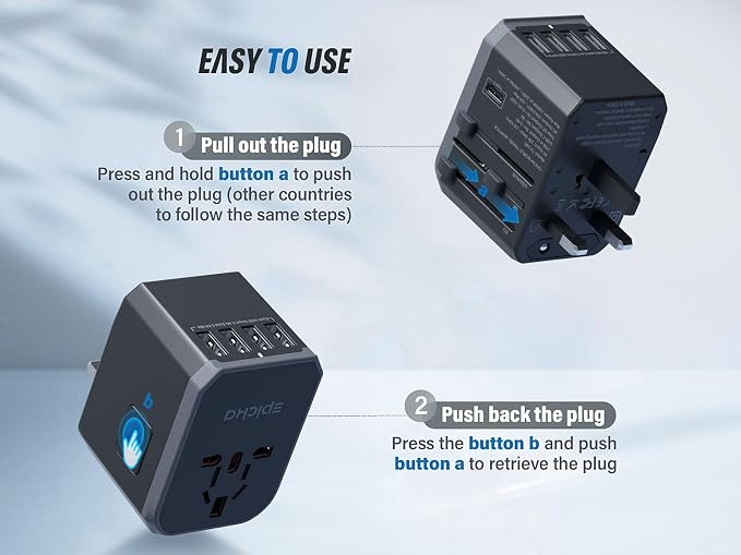 EPICKA Universal Travel Adapter, European Travel Plug Adapter - Image 3