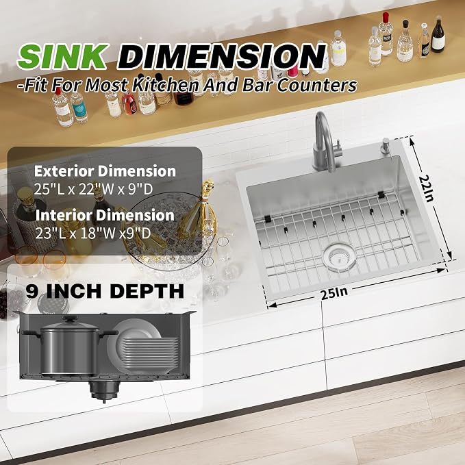 Stainless Steel Drop In Kitchen And Bar Sink - Image 3