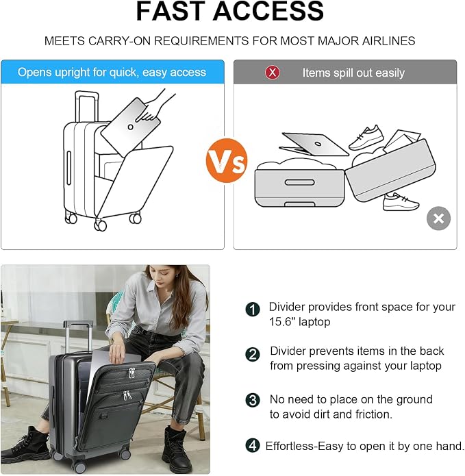 KROSER Hardside Expandable Carry On Luggage 22x14x9 Airline Approved - Image 6
