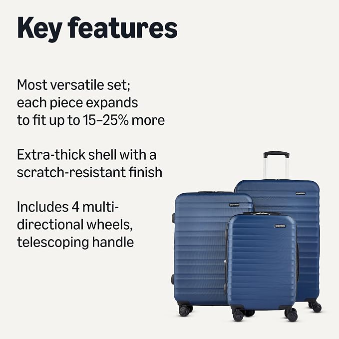 Amazon Basics 3-Piece Set, Hardshell Suitcases - Image 2