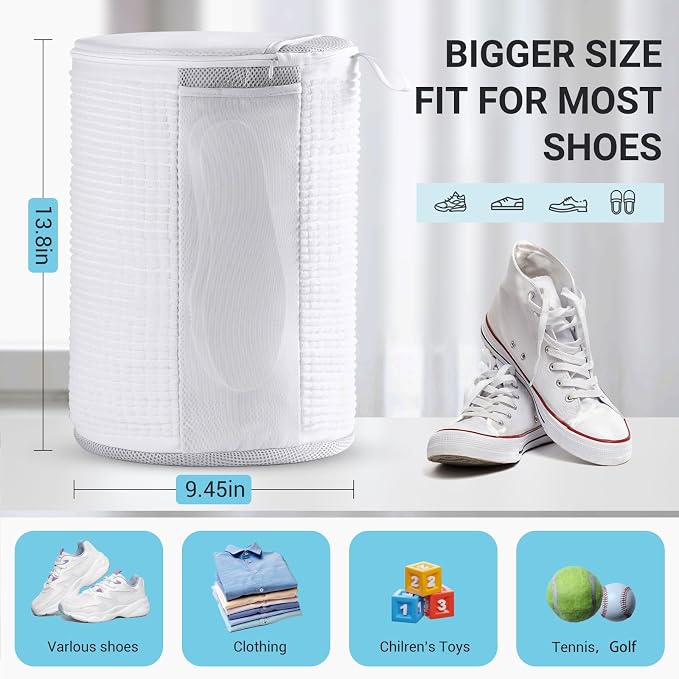 Large Shoe Bag for Washing Machine, Two-Zone Design, 2 Mesh Pockets, One-Step - Image 6