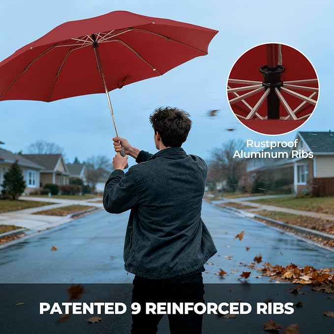LLanxiry Compact Travel Umbrella, Mini Windproof Umbrellas - Image 3