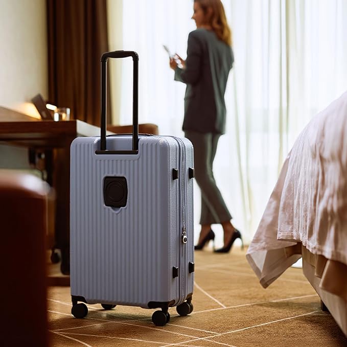 26 Inch Top Opening Checked Travel Luggage Expandable - Image 8