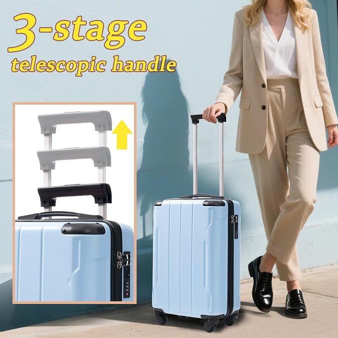 Merax Carry on Luggage Set, 20 Inch Hardshell ABS Suitcase - Image 8