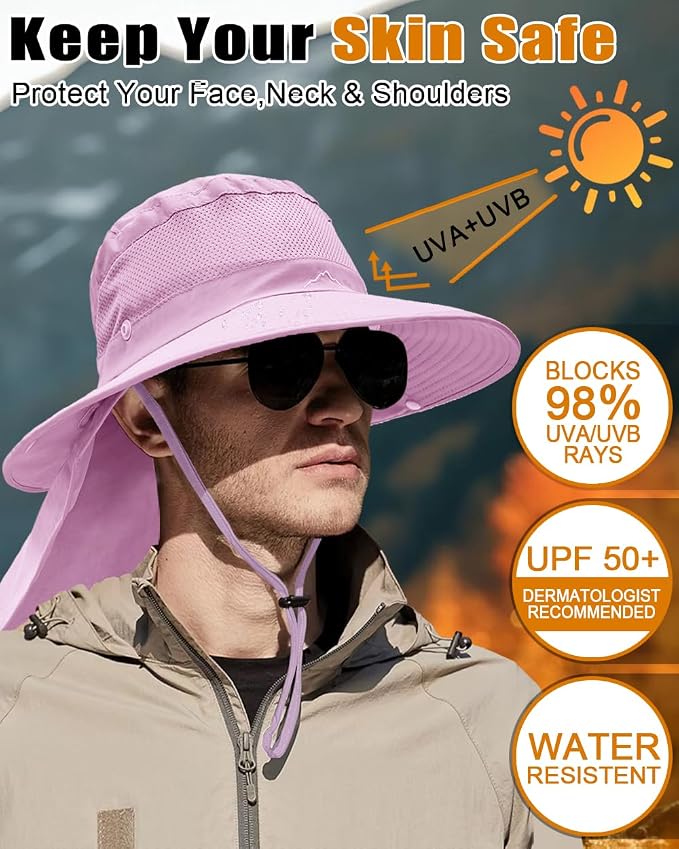 Outdoor Sun Hats with Stowable Neck Flap - Image 4