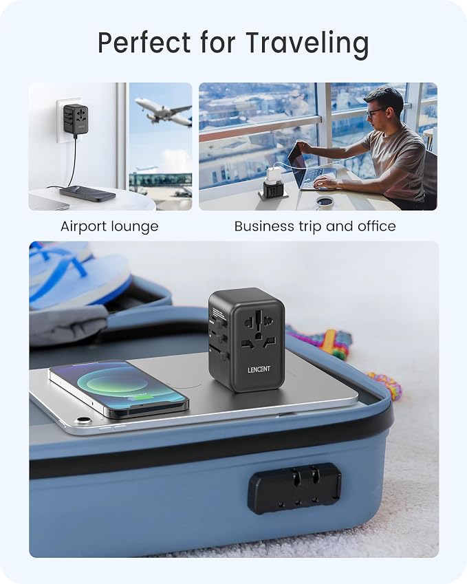 LENCENT Universal Travel Adapter, GaN3 65W International Charger - Image 8