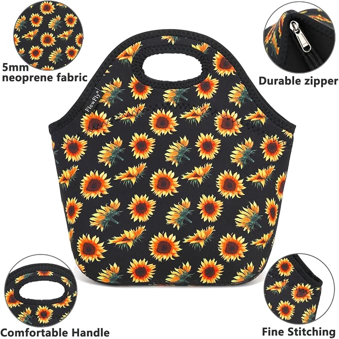 FlowFly Neoprene Lunch Tote Insulated Thermal Reusable Lunch Bag Box - Image 2